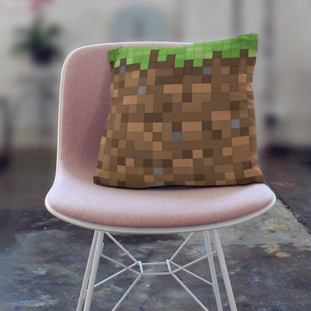 Sett med 1 Minecraft Dirt Block dekorativ putetrekk, Minecraft putevar, trykt korsrygg putetrekk, bil sofa pute
