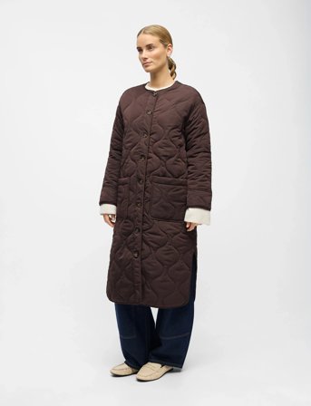 Object Objallie Ls Lo Long Quilt Jacket Aw Fa25 - Brown - 40