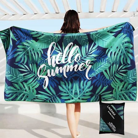 Dobbeltsidig fleece strandhåndkle, hurtigtørkende strandteppe