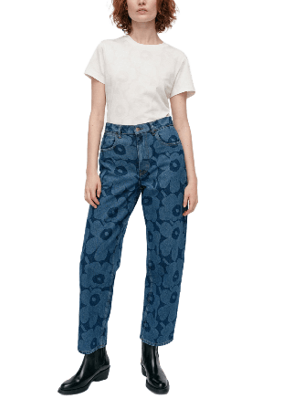 Marimekko Maridenim Barrel Unikko Trouser Byxor Dam Blå 29/28