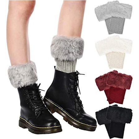 4 par dam fuskpälsstövlar manschett