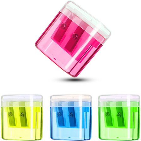 4 stk. blyantspissere, manuelle fargerike blyantspissere med deksel, dobbelthulls blyantspisser for barn og studenter