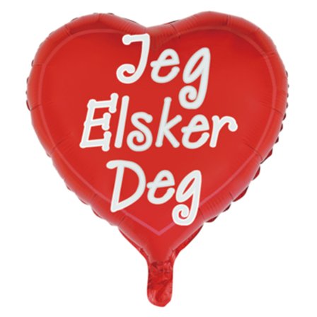 Folieballon Hjerte "Jeg Elsker Deg"