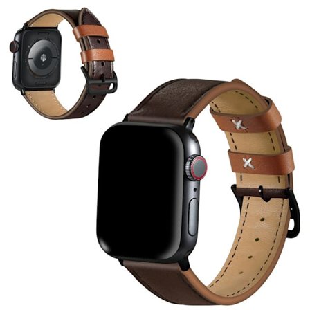 Apple Watch Series 5 40mm contrast genuine leather watch band - Brown
