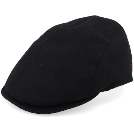 MJM Hats - Driver 52 Wool Mix Black Flat Cap Flatcap Black Cap - @ Hatstore