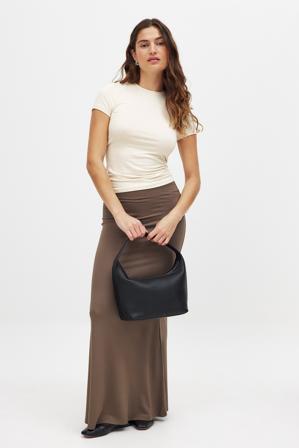 NA-KD Basic Soft Line maxikjol - Maxikjolar - Brun - XL (EU 46)