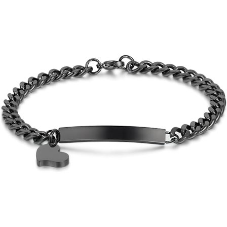 Smycken armband i rostfritt stål med gravyr dam armband charm armband hjärta hänge armband för kvinnor tjejer