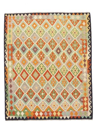210X249 Tapis Kilim Afghan Old Style D'orient Orange/Jaune (Laine, Afghanistan) Carpetvista