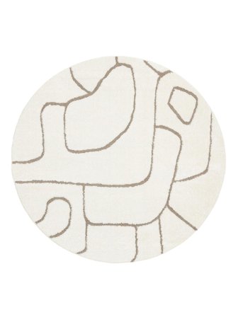 Moonlit Weiß/Beige Rund Oeko-Tex Teppich