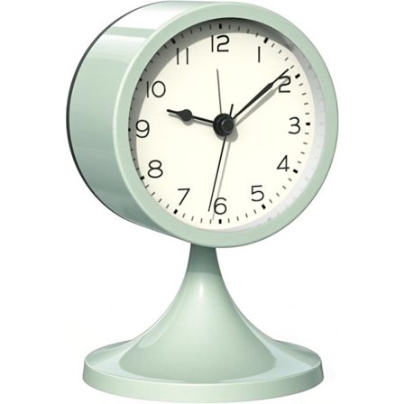 Analog Vekkerklokke Stillegående - Liten Retro Metall Batteridrevet Vekkerklokke med Lys, for Soverom (Grønn)