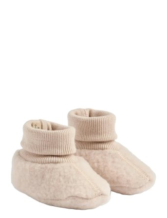Wheat Wool Fleece Booties Lei - Beige - M