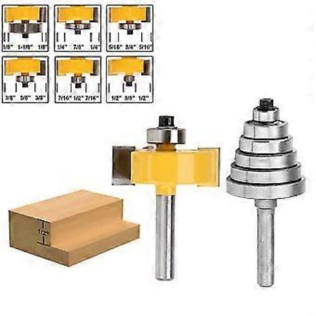 1/4 tums skaft falsfräs med 6 kullager set för flera djup 1/8 tum, 1/4 tum, 5/1