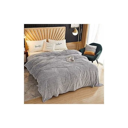 Erittäin lämmin ruudullinen viltti, ruudullinen fleece-viltti (harmaa ja valkoinen, 120x200cm) KLB