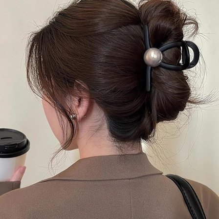 Matte sorte perlehårsklører elegante perlehårsklører til kvinder fransk medium hårklemme til tykt hår sort spids R