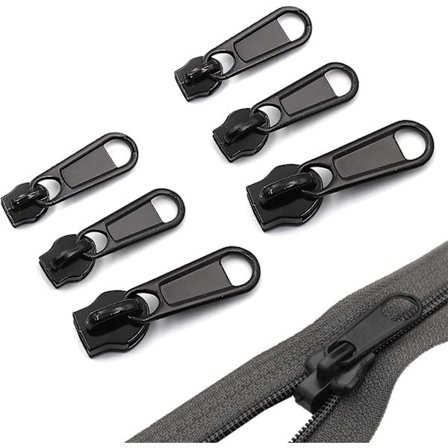 6 stk. lynlås-skyder-erstatning, lynlås-øjeblikkelig fastgørelsesklemme, lynlås-reparationssæt, lynlås-forlængertræk (3 størrelser)