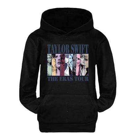 3-16 År Barn Pop Taylor Swift The Eras Tour Trykket Hoodie Jenter Gutter Hoodie Genser Topper Svart Black 15-16T 170CM