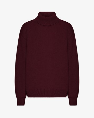 Merino Wool Turtleneck - Oxblood Red - Female - M