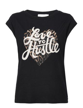 T-Shirt With Love To Hustle Print T-shirts & Tops Short-sleeved Musta Coster Copenhagen