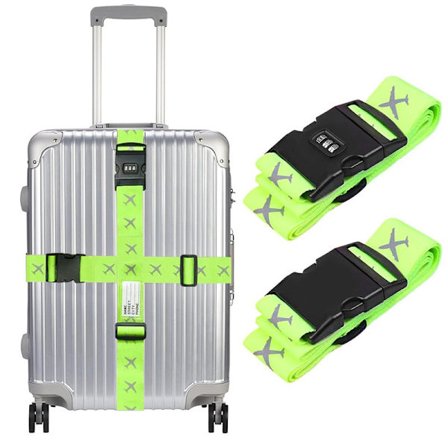 2-pakning reflekterende bagasjestropp med kodelås – bagasjebånd og bagasjebelte for koffert