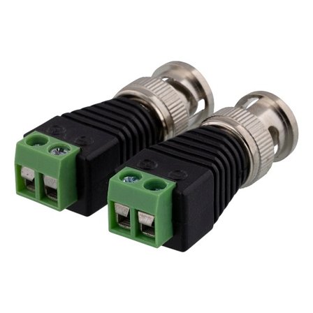 2-pin Terminal block to BNC, 2-Pack, Screw fix, BNC
