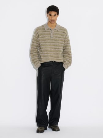 Holzweiler - Ollie Wool Polo Sweater - Green Stripe - Mens - Medium