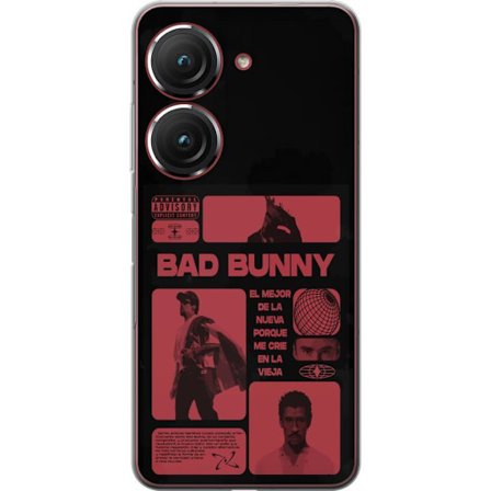 Kompatibel Mobilcover til Asus Zenfone 9 Bad Bunny NFL-inspireret skjoldlogo med amerikansk fodbold og stjerner