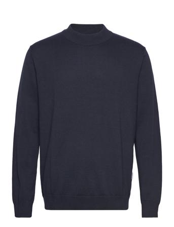Slhrobert Ls Knit Mock Neck W Neulepaita Pyöreä Kaula-aukko Navy Selected Homme