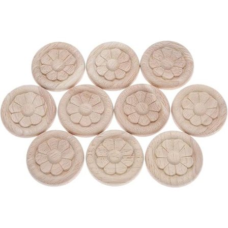 10 st trälister snidade applikationshörn onlay central blomma ram rund mönster skåp möbeldekoration 6 cm