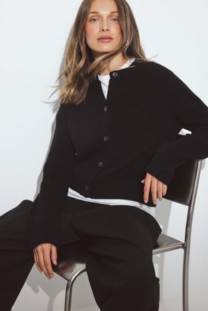 NA-KD - Strikket cardigan med rund hals - Cardigan - Svart - L