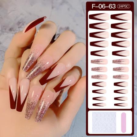 24st Extra Lång Kista Ballerina Falsklim Nails Art Akryl
