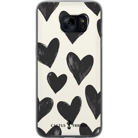 Kompatibel Mobilcover til Samsung Samsung Galaxy S7 Cactus and Friends - Bold Black Love Pattern