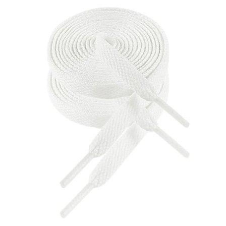 Litteät nauhat - 1 cm leveät - Valkoiset - Tennareihin tai kangaskenkiin - Miehille, naisille, teini-ikäisille ja lapsille (pituus 80 cm)