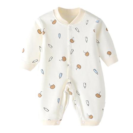 Baby Jumpsuit Spædbarn Langærmet Jumpsuit Varmt Behageligt Unisex Kammet Bomuld Onesie Bodysuit Gul Lille Babyflasker 66cm