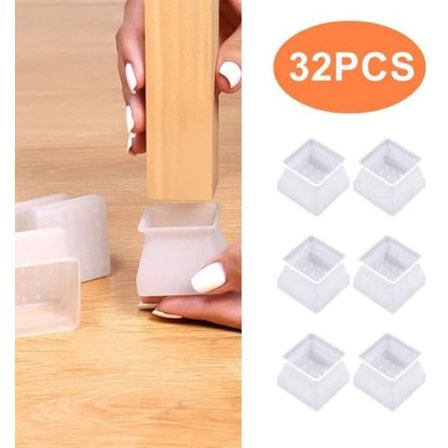 Silikon Stolebeskytter Kvadrat, 32 stk. Bord- og Stolebenspuder