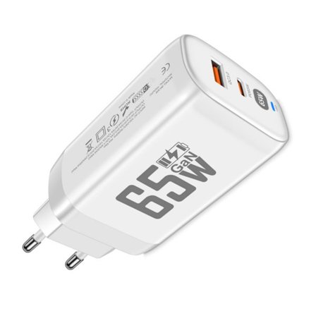 Høyhastighets 65W USB C Ladekloss 65W USB C Ladestasjon ABS Lader Hurtigladeradapter for Smarttelefoner Nettbrett