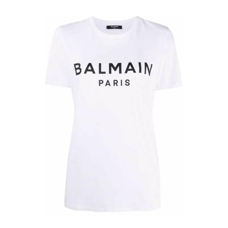 Balmain Logo Printed T-shirt Hvid, Dame T-shirts