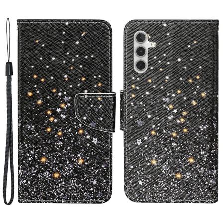 Samsung Galaxy A15 5G -kotelo PU-nahkakuvioidulla painetulla lompakkopuhelinkotelolla hihnalla Shattered Stars