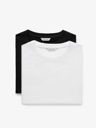 John Henric Men's 2-Pack White & Black T-shirt Slim Fit Size