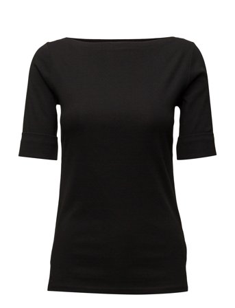 Lauren Ralph Lauren Stretch Cotton Boatneck Tee - Black - M