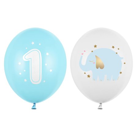1 års Latexballoner Elefant Lyseblå 50-pak