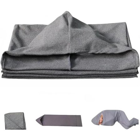 Bærbar sovepose til voksne, elastisk rejsesovepose, med komprimerbar åndbar kuvertlagen og behageligt rejsetæppe, størrelse 185x50 cm