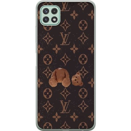 Kompatibel Mobilcover til Samsung Samsung Galaxy A22 5G Luksuriøst monogrammønster med knust bamse i mørk modeæstetik