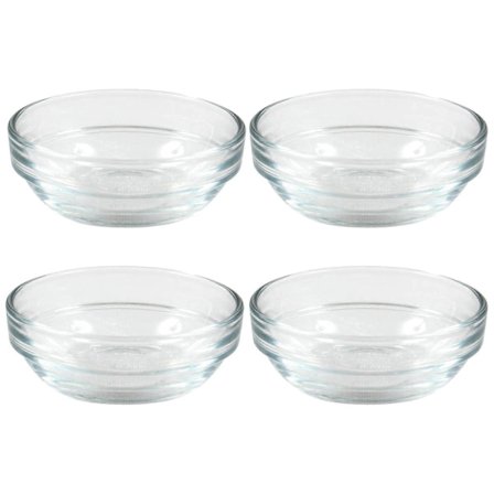 Duralex Lys pyöreät pinottavat kulhot, 4 kpl, 7,5 cm, juhliin, grillijuhliin, jälkiruokiin, sekoittamiseen, dippeihin (LGL)