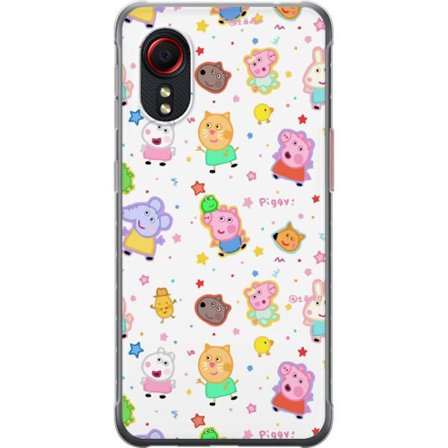 Yhteensopiva Puhelinkuori Samsung Galaxy Xcover 5 Värikkäät piirretyt eläinhahmot leikkisässä tyylissä tähtien ja pisteiden kera vaalealla taustalla