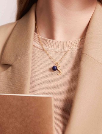 Design Letters Stone Drop Charm - Blue - 8 MM