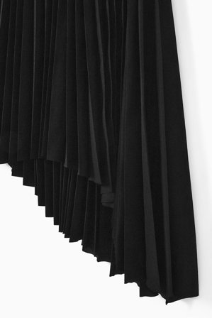 COS Women's Asymmetric Pleated Midi Skirt in Black