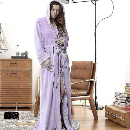 Kvinnor Män Vinter Plus Size Flanellrock Extra lång Huva Varm Morgonrock Lovers Tjock Kimono Badrock Man Morgonrock Robes