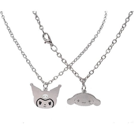 Halskæde til pige - 2 stk. Kuromi halskæde, Cinnamoroll halskæde, god ven legeringshalskæde, justerbar halskæde armbåndsæt