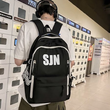 Student Skolväska Ny College Student Skolväska Kvinnor Gymnasium Student Mellanstadie Pojke College Student Stor Kapacitet Borr Ryggsäck-Svart