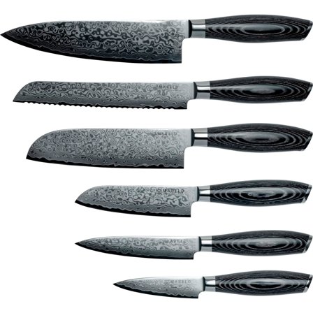 Mareld Akio Knivsæt, 6 knive, sort - Sort, stål | KitchenOne